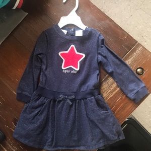 Little Girls Blue & Silver long sleeve dress